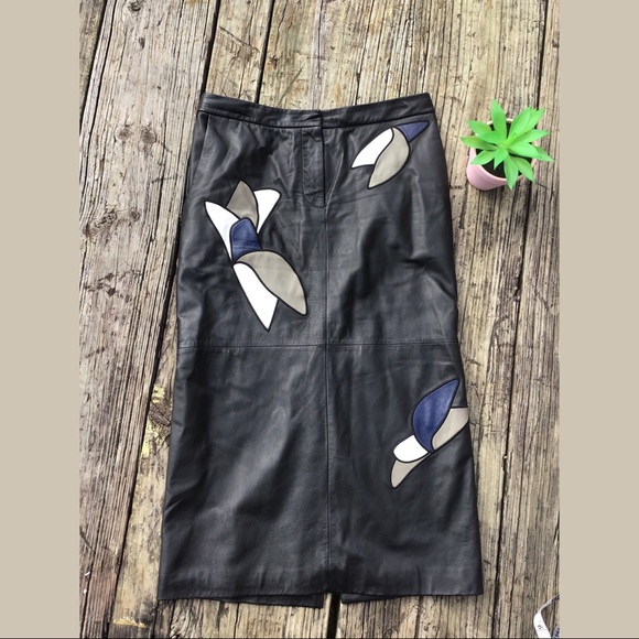 Leather Appliqué Midi Skirt - Picture 4 of 7